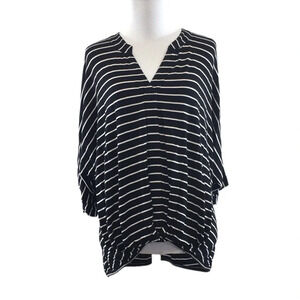 Akemi + Kin Anthro Black White‎ Stripe Twisted Front Top Womens XS Tie Sleeve
